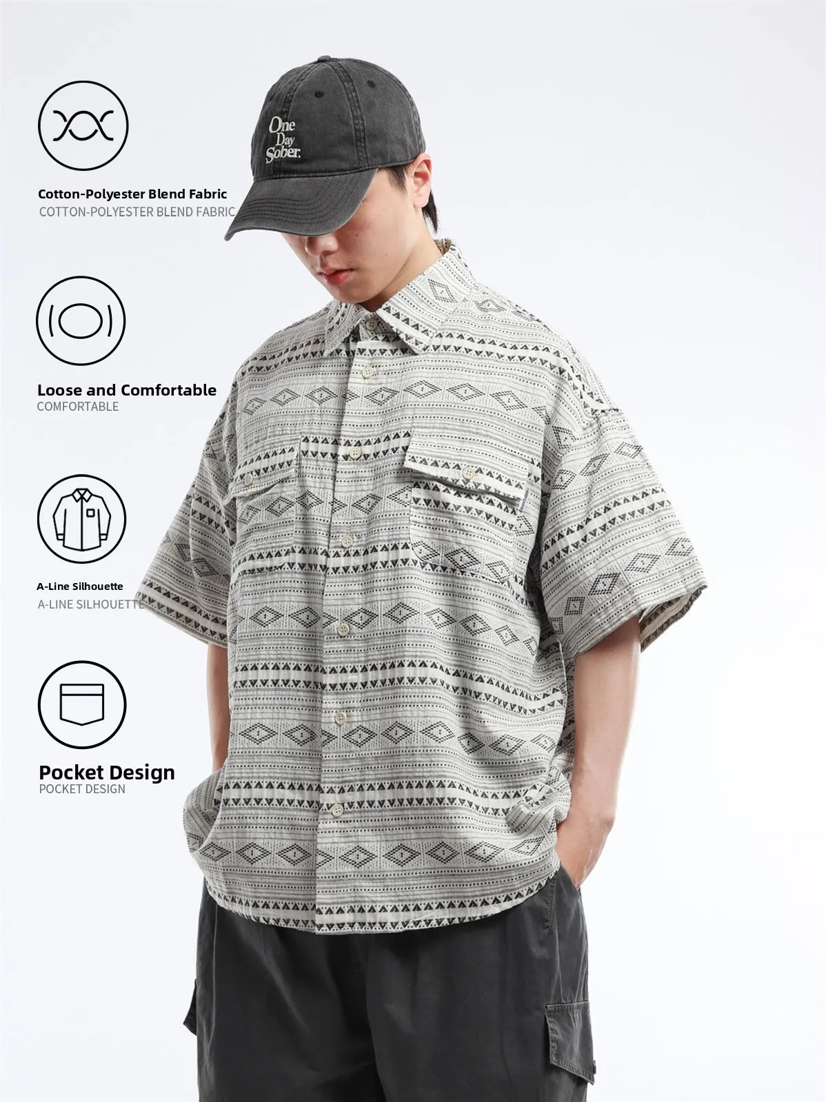 Loose Fit Casual Short Sleeve Shirt BSAPA Men's Cotton Fabric Sensation Jacket Comfortable Breathable Summer Fashion Outerwear