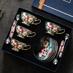 Nordic Style Creative Flowers Ceramic Cups and Saucers Set Tableware High-grade Cups and Saucers Exquisite Coffee Cup Gift Box.