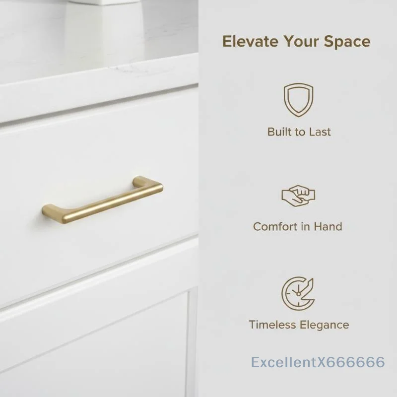Matte Gold Black Aluminum Alloy Kitchen Cabinet Handles Minimalist Style Non-Slip Drawer Pulls for Living Room TV Cabinet Upgra