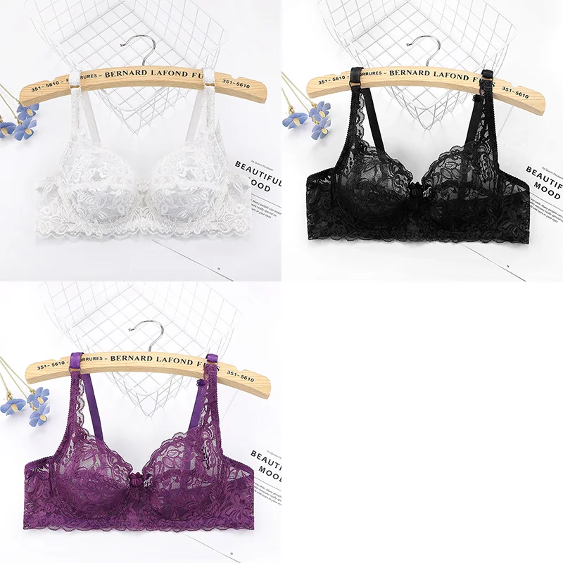 3PC Women's Sexy Lace Bras Push Up Bralette Set