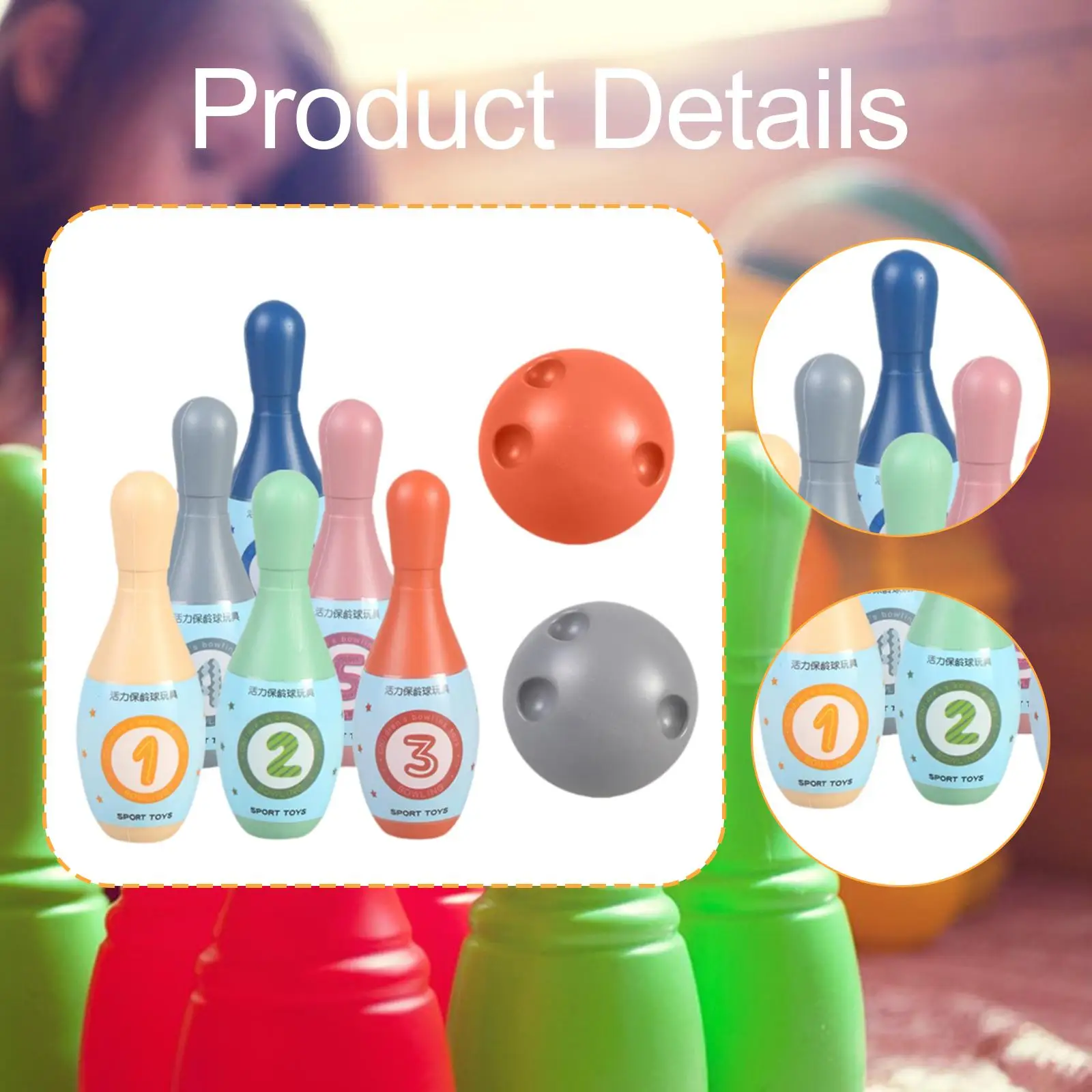

Bowling Set for Kids Indoor Outdoor Child Bowling Game Sports Toy Pins Balls for Birthday Party Fun