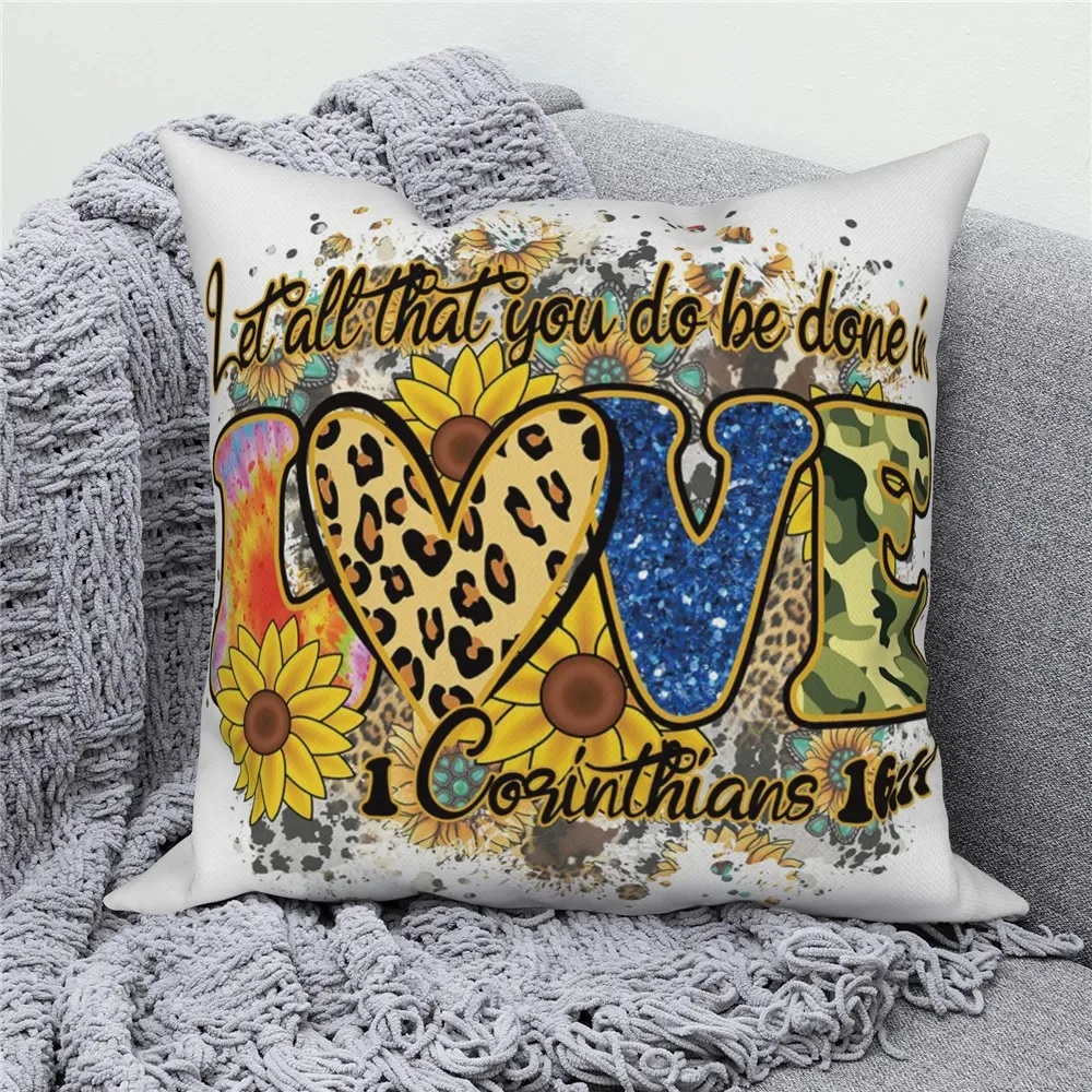 Sunflower leopard print home decoration pillow case living room sofa cushion cover bedroom room dormitory decoration gift