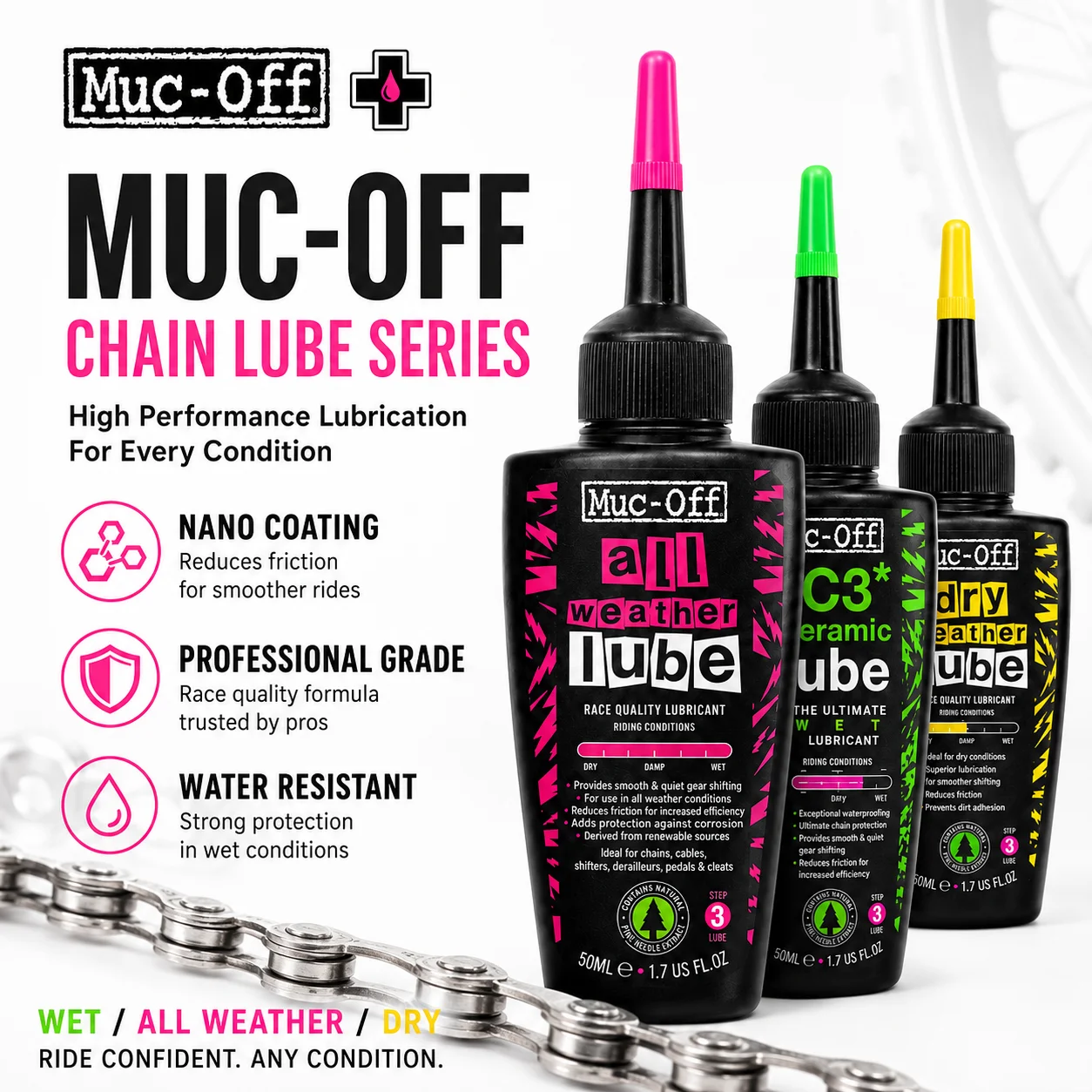 Grease Waterproof Bike - Muc-Off 自転車チェーン潤滑剤 50ml ウェット/ドライ 全天候型 ロードバイク/MTBサイクリング用