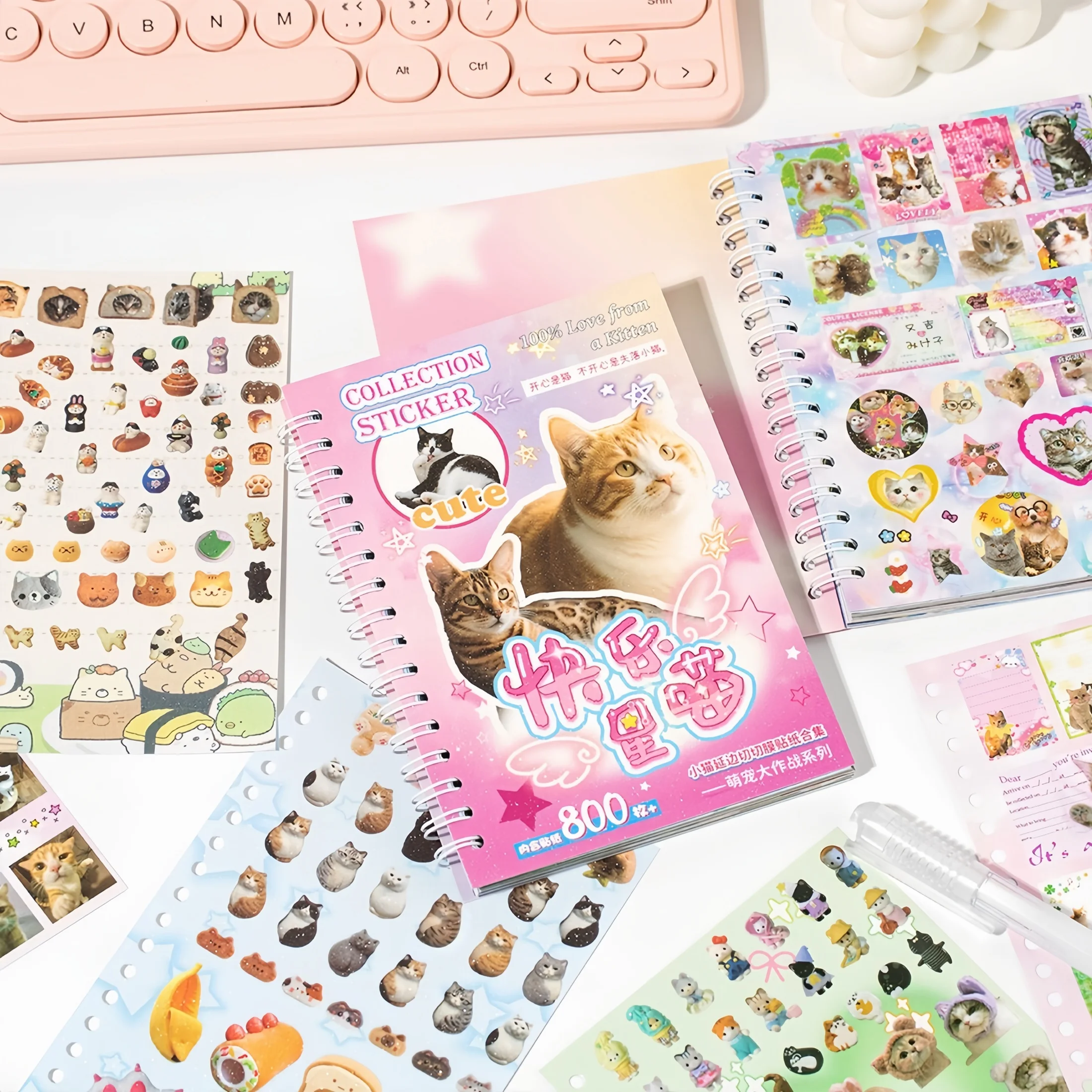 Cute Pet Battle Cut-Out Sticker Book, Pet Journal Decoration Stickers, Cat and Dog Material Stickers, Sticker Gift for Cat and Dog Lovers