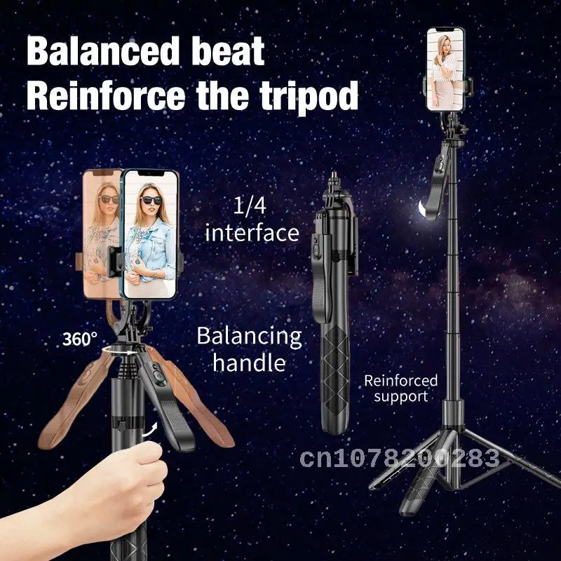 Mobile Phone Bluetooth Selfie Stick Double Fill Light Handheld Stabilizer Floor Telescopic Rod Live Broadcast Bracket Tripod