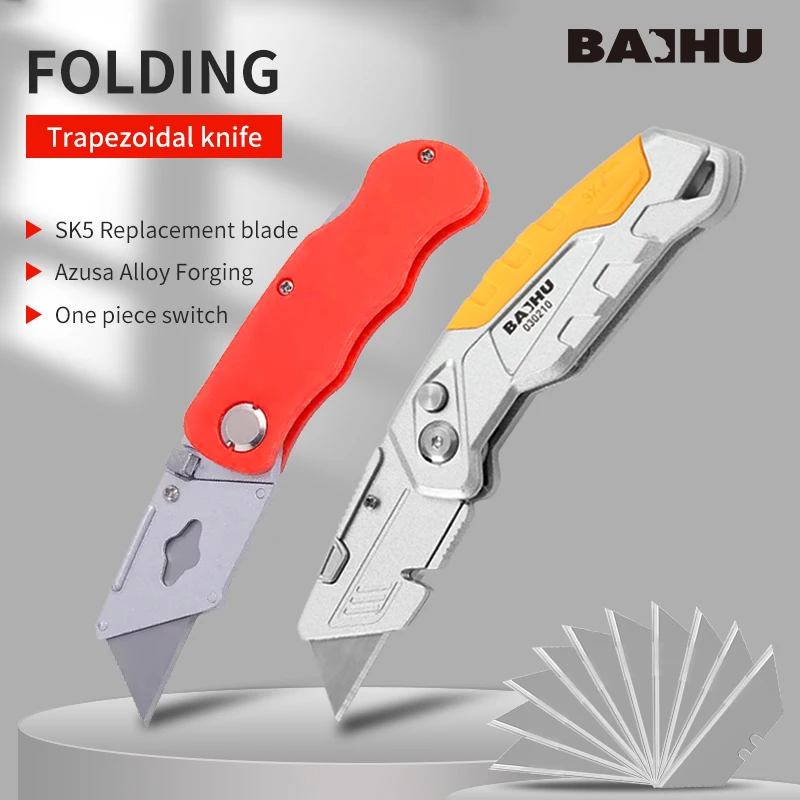 Utility Knife Electrician Retractable Sharp Cut Heavy-duty Folding Knife Aluminum Plastic Handle Blade With Lock Portable Set