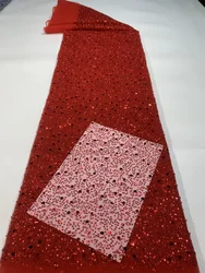 Nigerian Beaded Embroidery Lace 2024 High Quality French Net Sequins Tulle African Lace Fabric For Luxury Wedding Party Dress