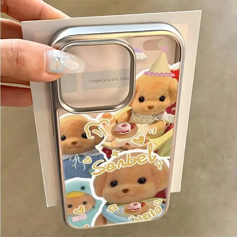 Birthday Hat Sylvanian milo Suitable for IPhone15 Por Max Phone Case Apple Cute Girly Heart Anime Protective Cover Kawaii Gift