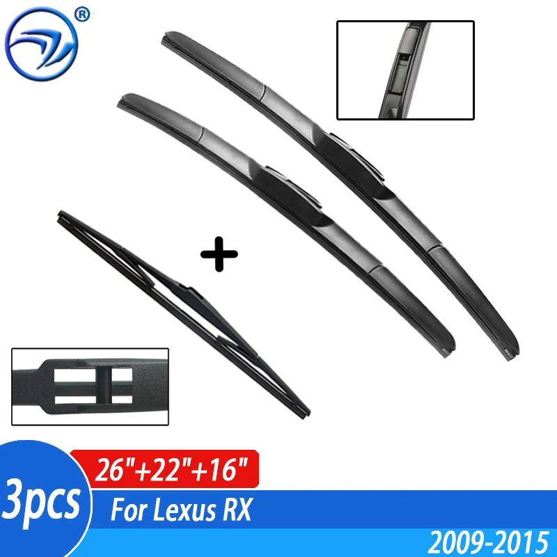 3Pcs Front Rear Windshield Wiper Blades Set For Lexus RX450H RX350 RX 450h 350 2015 2014 2013 2012 2011 2010 26