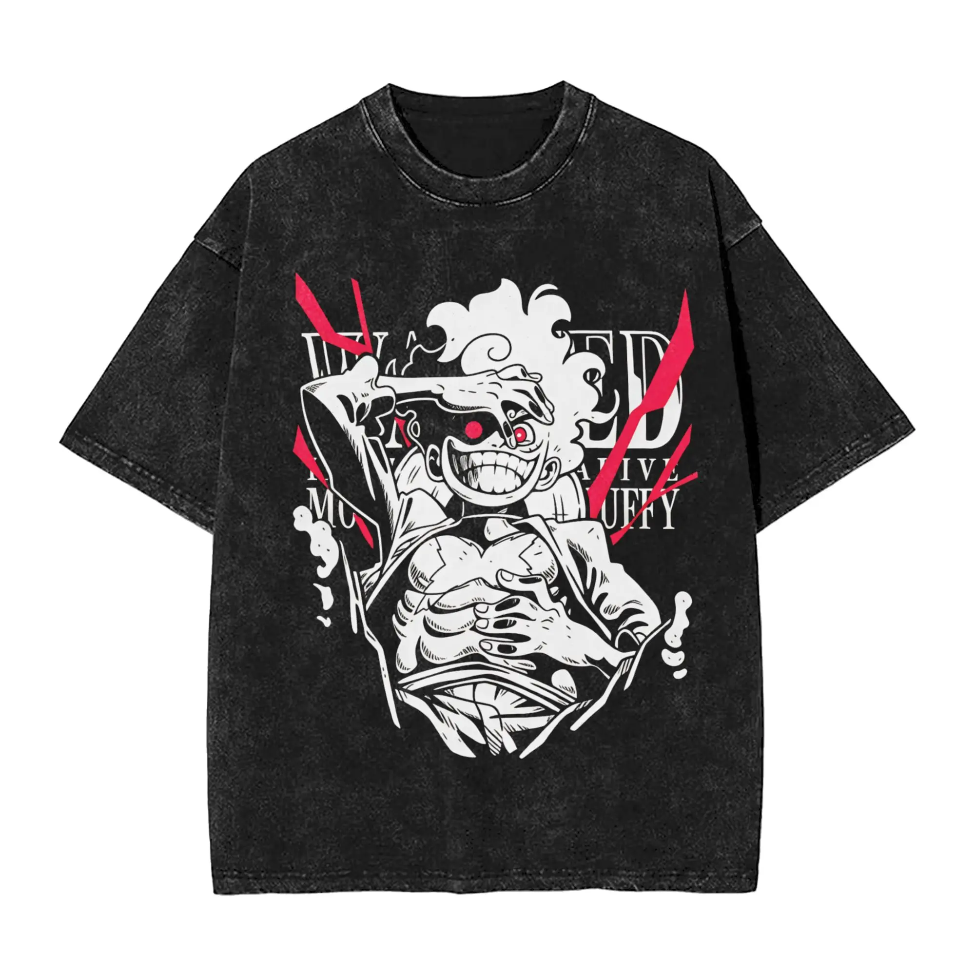 One Piece Luffy Anime Gear 5 Sun God Nika T-Shirts for Men Round Neck Washed T Shirt  Short Sleeve Tee Shirt Plus Size Clothes