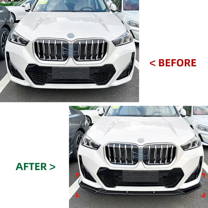 For BMW X1 U11 M-Sport 2023+ Car Front Bumper Spoiler Diffuser Splitter Lip Body Kit Exterior Parts Cover Gurad Tuning Auto Part