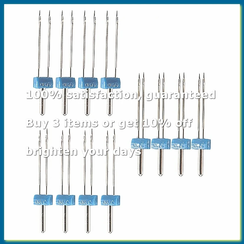 12 Pieces Twin Needles, Double Twin Needles with Plastic Box for Household Sewing Machine, 3