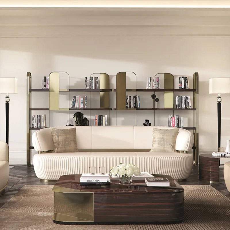 Simple shelf Modern light luxury bookshelf Metal beauty salon Living room display rack Simple combination