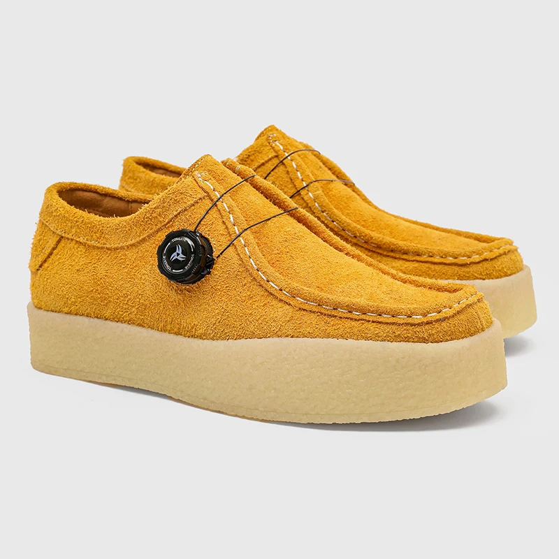 

Spring Summer Couple Thick Soled Casual Breathable Anti Slip Suede Simple Fashionable Daily Commuting Driving Lazy Shoes