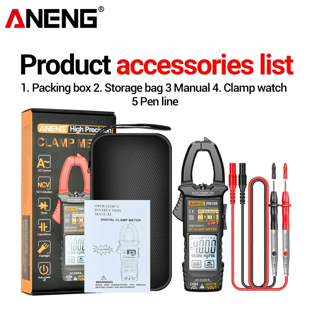 

ANENG PN109 Clamp Type Multimeter High Accuracy Digital Voltmeter Ammeter Auto Range Electrician Maintenance Tool