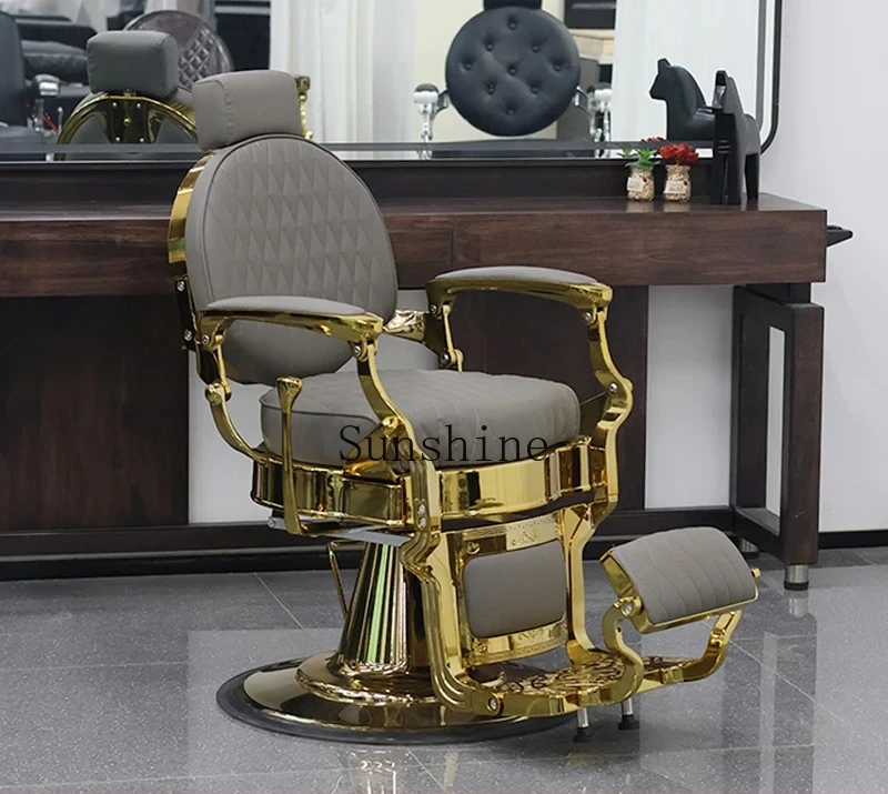 Men's retro oil head chair barber shop special can put down the scalp and shave