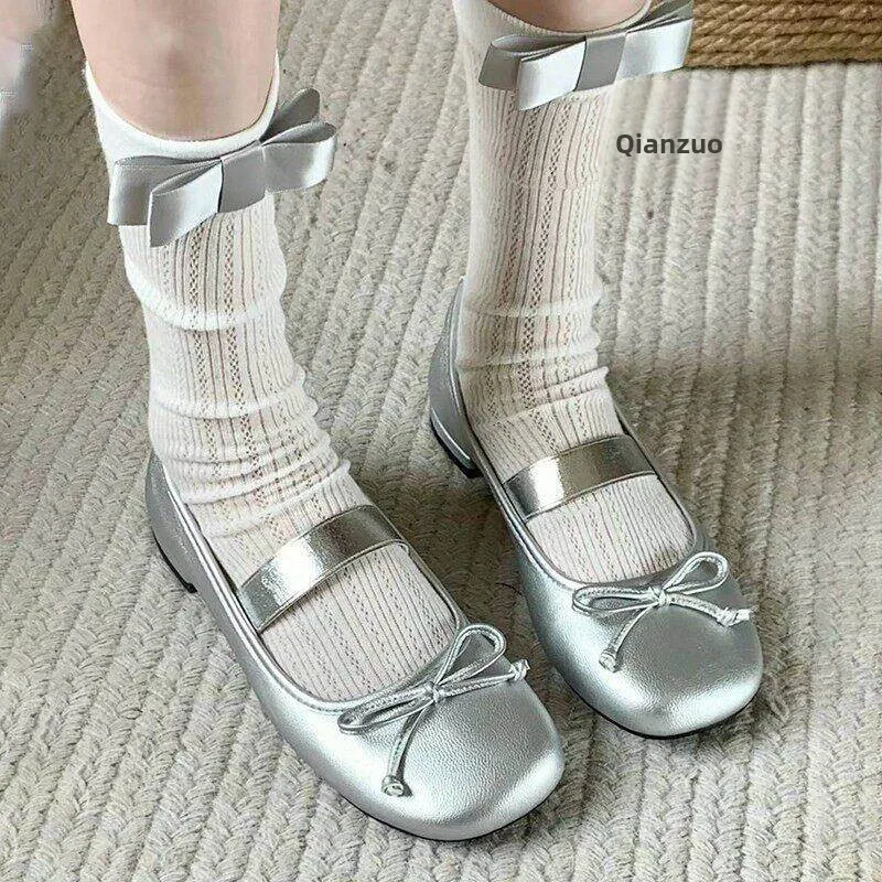 Sweet  Knot Short Cotton Mesh Socks Women's New Style Summer Thin Ballet Wind Matching Small Leather Shoes Leggings