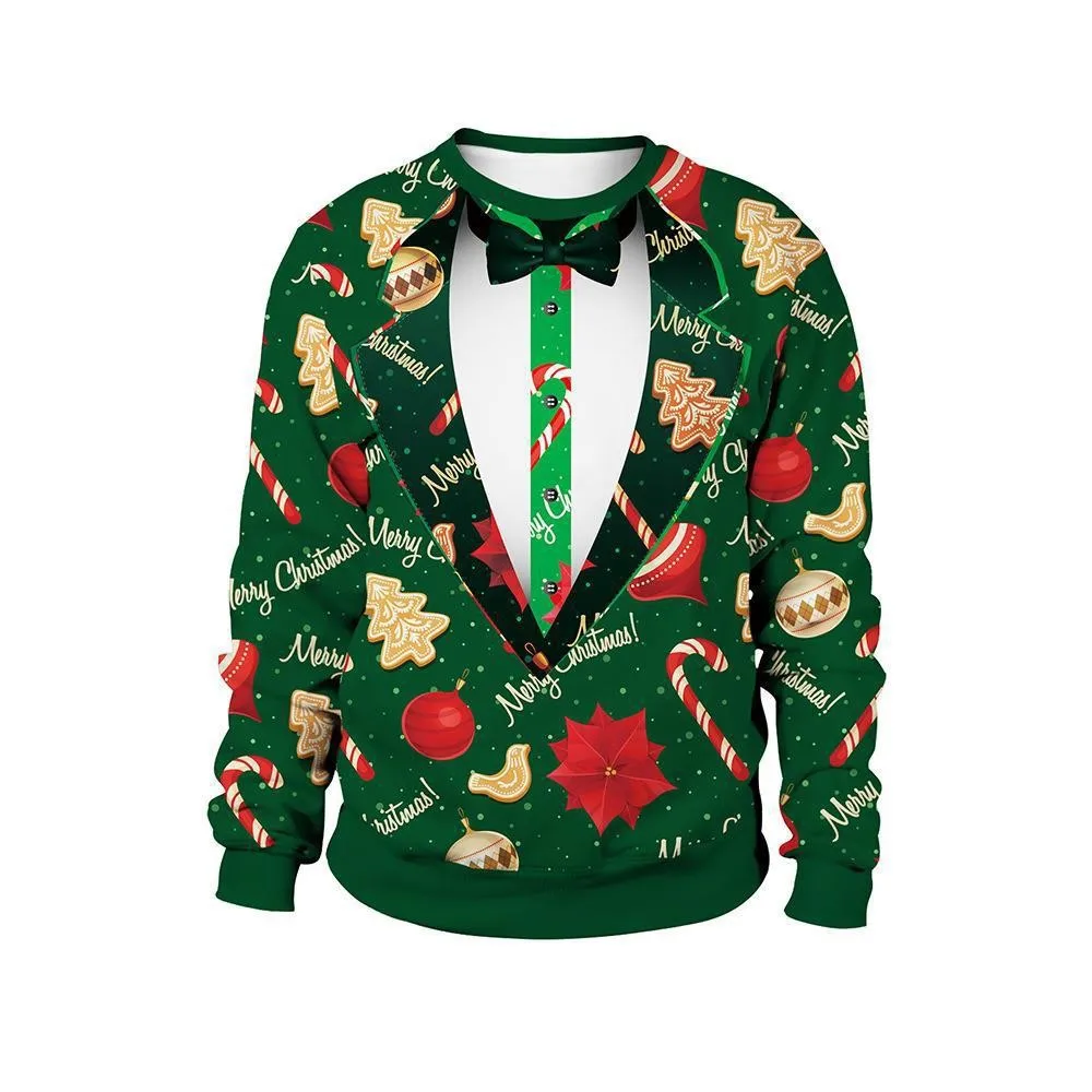 Parent‑Child Matching Christmas Sweatshirt 3D Funny Dab Santa Reindeer Elf Graphic Family Party Long Sleeve Crewneck Sweater