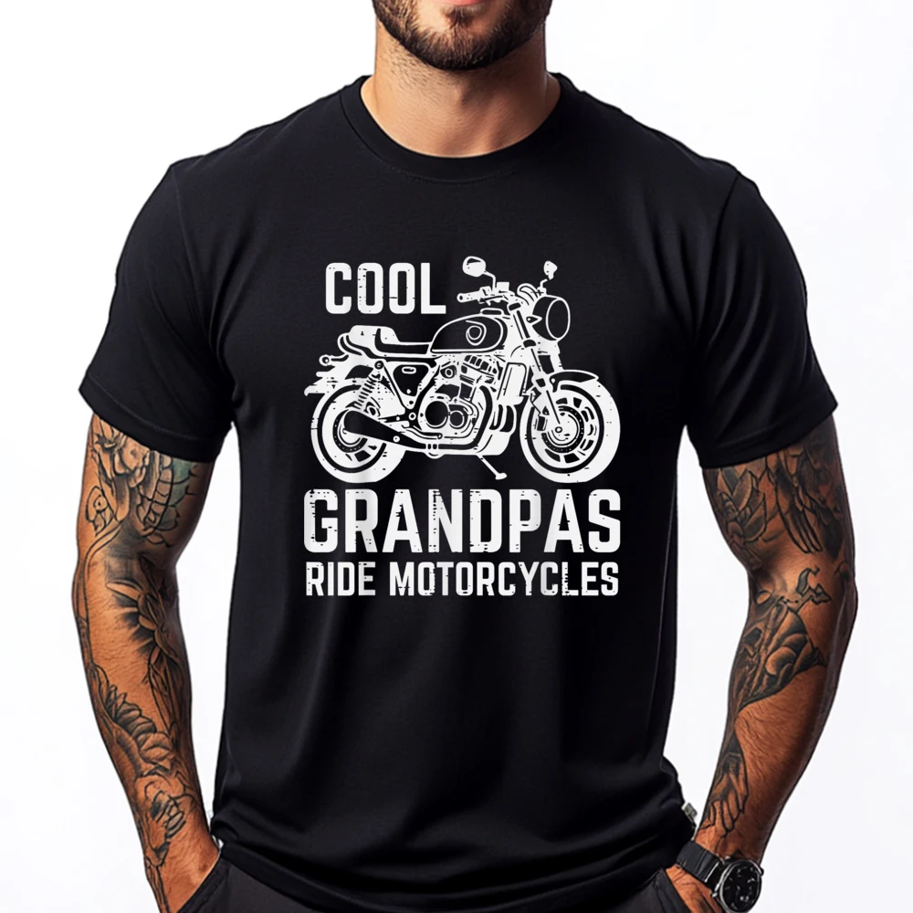 

Cool Grandpas Ride Motorcycles Biker Motorbike Men Camisetas Funny Shirt 4TH of July Graphic Cotton Short Sleeve