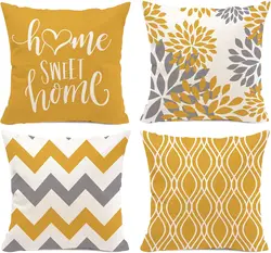Hexagram Yellow Geometric Pillow Covers ,Decorative Couch for Sofa Bedroom,Linen Farmhouse Cushion Case Outdoor Home Decoration
