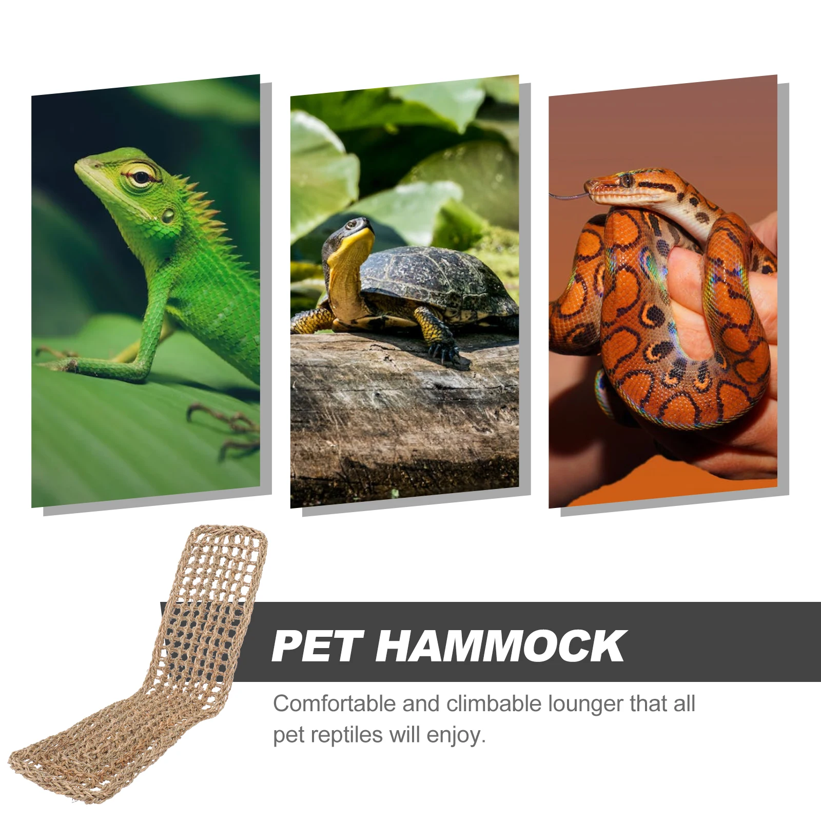 

Natural Lizard Hammock Durable Grass Fibers Bed Comfortable Pet Reptile Hanging Cage Living Space Decor