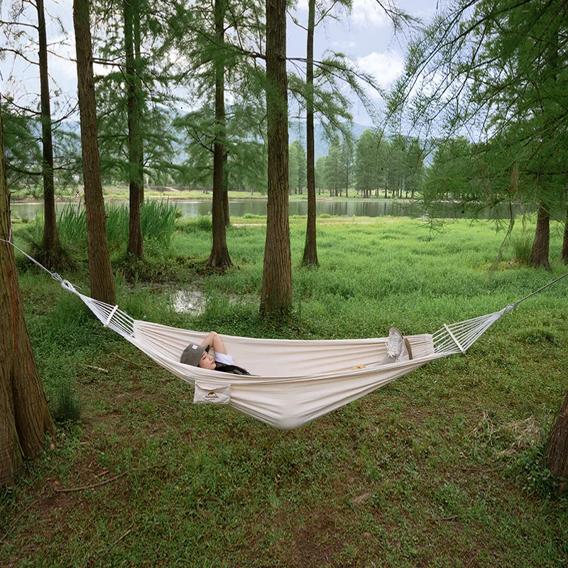 Naturehike Outdoor podwójny hamak drewniany kijek płótno hamak Anti-rip Anti-rollover huśtawka hamak Camping piknik namiot rekreacyjny