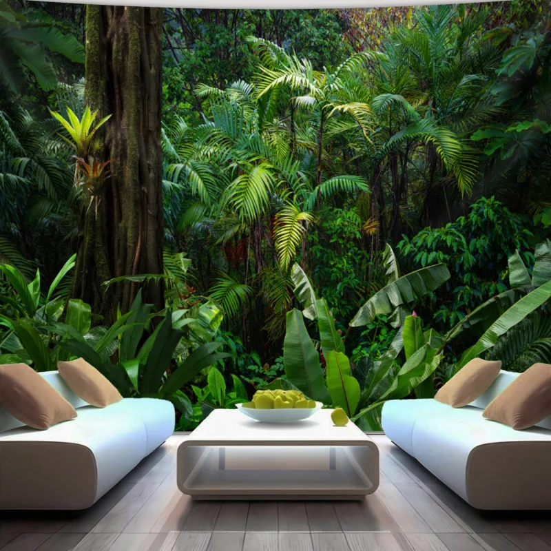 VIKAMA Tropical Rainforest Tapestry Polyester Fiber Large Wall Tapestry, Living Room Bedroom Dormitory Room Decoration Items