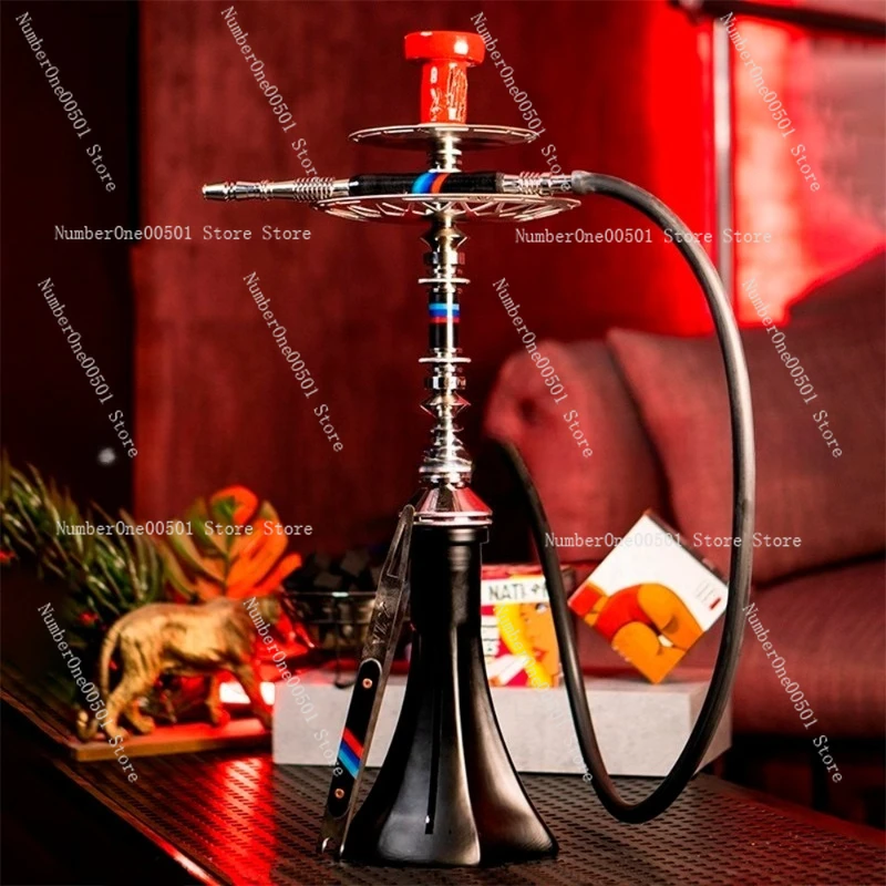 VZ Performance M Hookah Shisha 304 Stainless Steel with Pattern Glass Bottle European Style Hookah Set