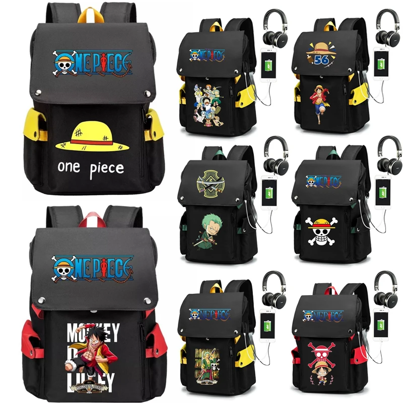 

Аниме цельный рюкзак с изображением Луффи для мальчиков, повседневная женская дорожная сумка с несколькими карманами, школьная сумка высокого качества для девочек-подростков, рюкзак с книгой
