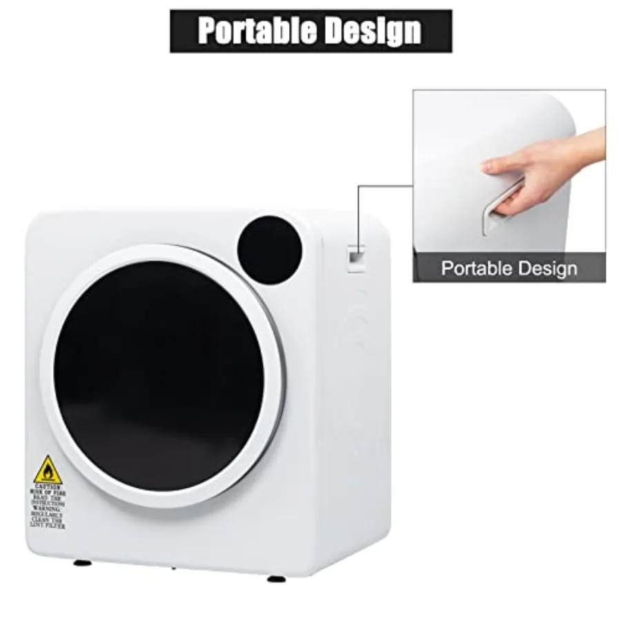 Portable Laundry Dryer 3.22 cu ft Compact Front Load Stainless Steel Clothes Dryer with Exhaust Pipe LCD Control Panel a