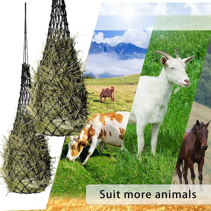 2 Pcs Slow Feed Hay Net Hay Feeder Hay Bag Hay Net For Horses Slow Feeder Haynet 40 Inch Length With 2 Inch Holes Easy To Use