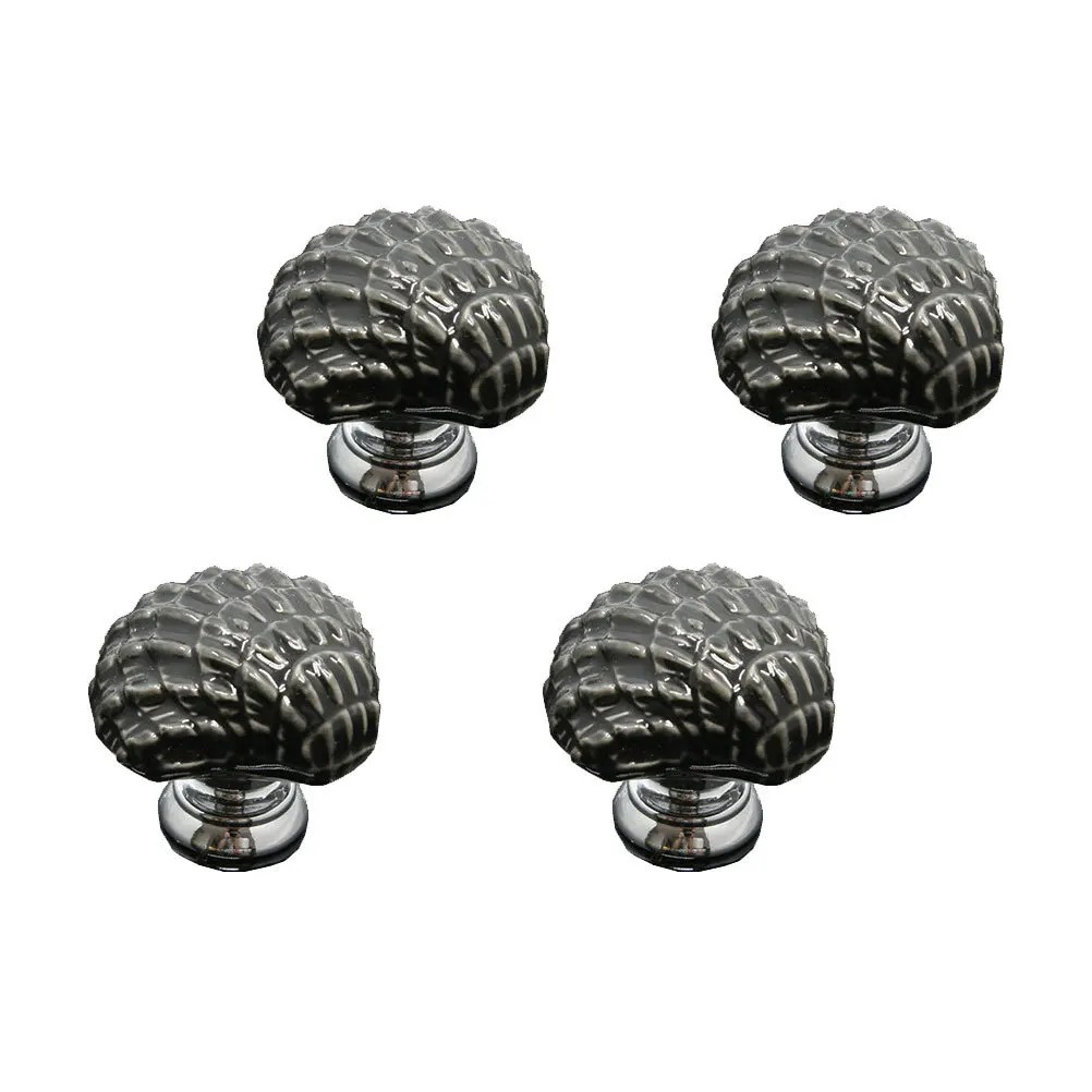 

4Pcs Ceramic Door Knobs Black Cabinet Pull Handle for Drawer Wardrobe Cupboard Furniture Decorative Hardware Cabinet Knob