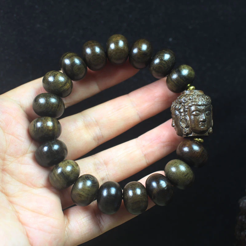 Sheng Guibao Abacus Bead 15mm , Three-Faced Buddha Bracelet, Unisex Chinese Style Jewelry, Buddhist Prayer Beads