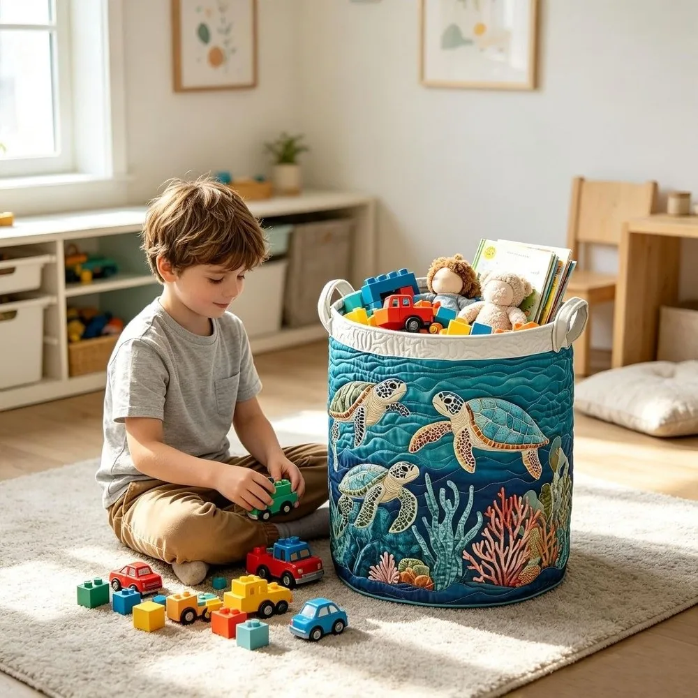 New Boho Quilted Laundry Basket Large Capacity with Handles Laundry Hamper Soft Floral Fabric Storage Basket Home Decor view 4