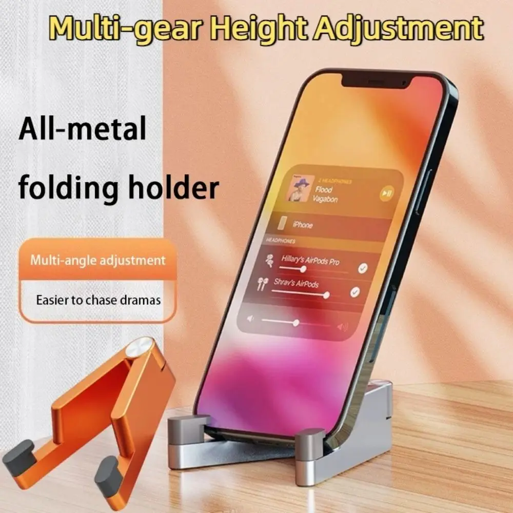 

Portable Metal Mobile Phone Tablet Holder Silicone Folding Phone Bracket Mini Phone Stand Universal