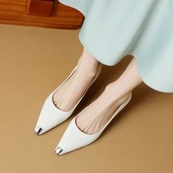 Spring/Autumn Women Pumps Pointed Toe Kitten Heel Shoes Patent Leather Shoes for Women Elegant High Heel Metal Decoration Shoes