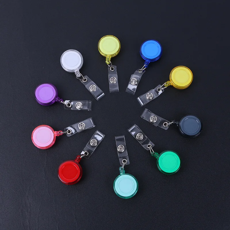 5pcs Random Color Retractable Badge Reels for ID Tag Name Badge Holder Pass Work Card Cover Case Clip Anti-Lost Keychain Clips