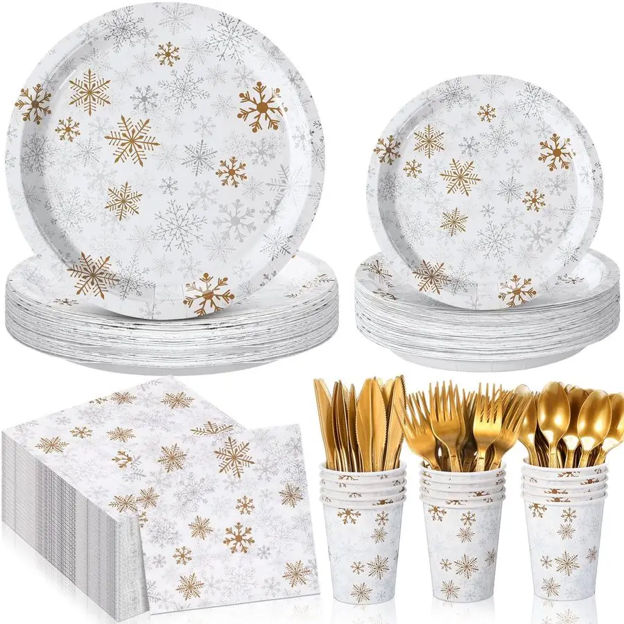 

Pcs Winter Snowflake Paper Plates and Napkins Set Winter Wonderland Birthday Party Supplies Disposable Tableware Snowflake Plate