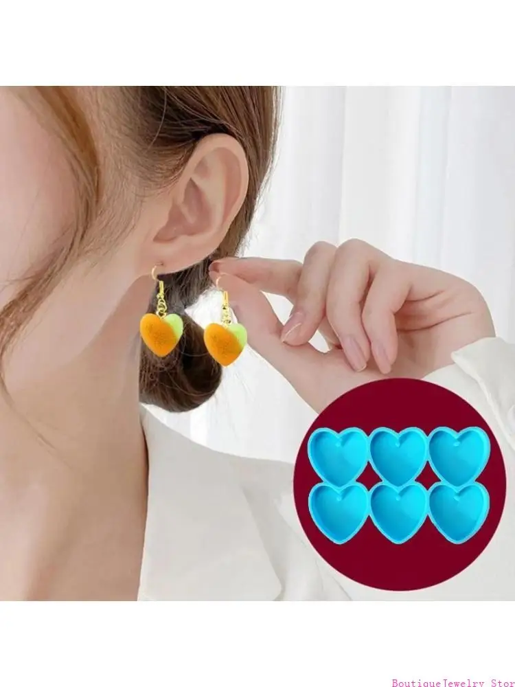 E1PE Diy Crystal Epoxy Mold Earrings Tag Jewelry Mold Hanging Pendant Decoration Heart Irregular Mirror Silicone Mold