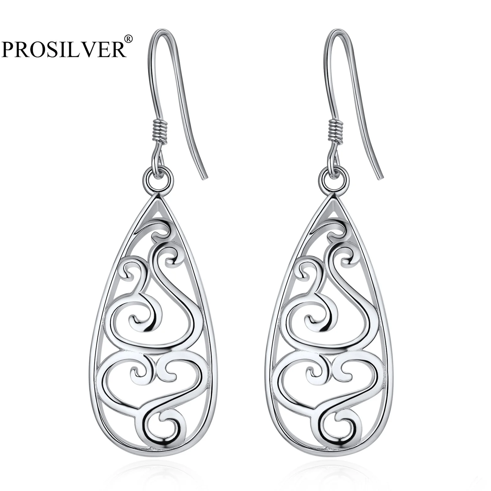 PROSILVER Dainty Teardrop Dangling Earrings 925 Sterling Silver Tear Drop Earring For Women Girls Gift PYE15119B