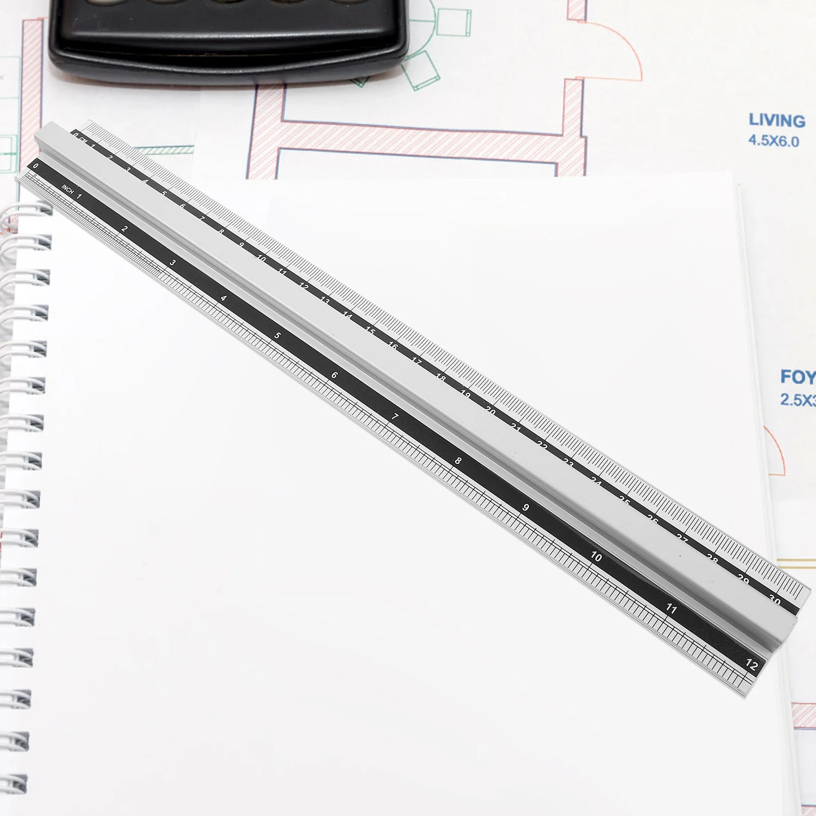 Metal Aluminum Scale Ruler Ergonomic Handle Portable Measuring Tool for Drawing Office Student Stationery Metal Ruler