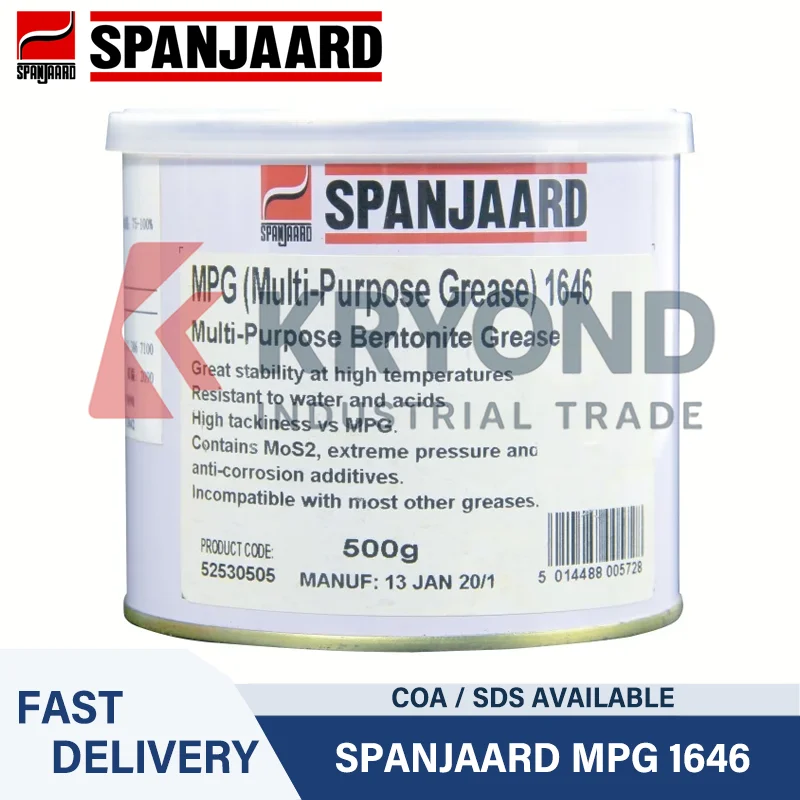 

SPANJAARD MPG 1646 Multipurpose Grease 500G Lithium Complex High Temperature Water Resistant Lubricant for Bearings and Motors