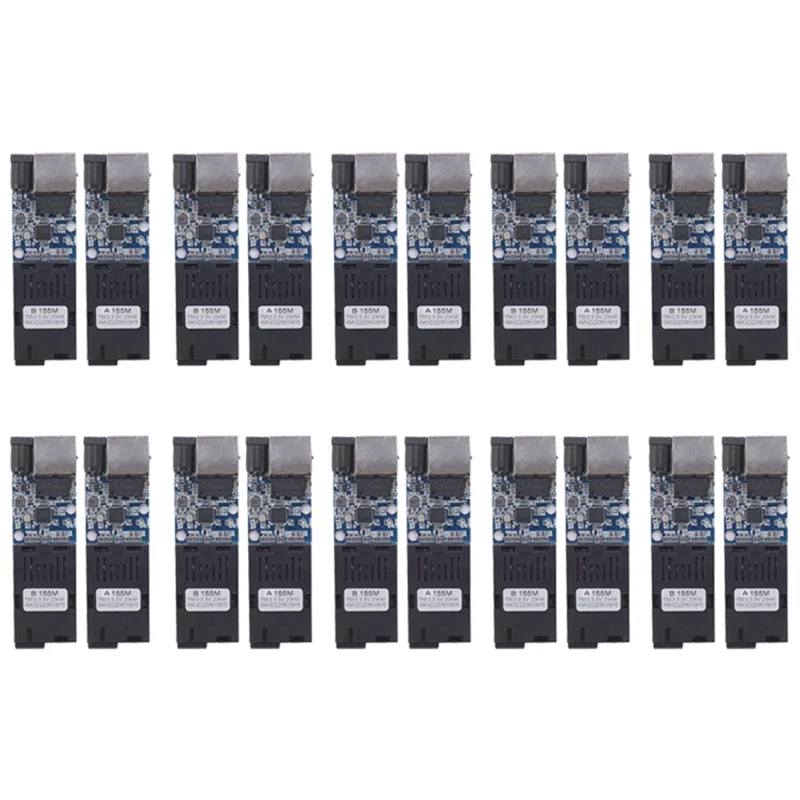 10Pairs Mini Fiber Optical Media Converter 10/100Mbps Single Mode Single 20Km Fiber SC Port Fiber Switch YDH