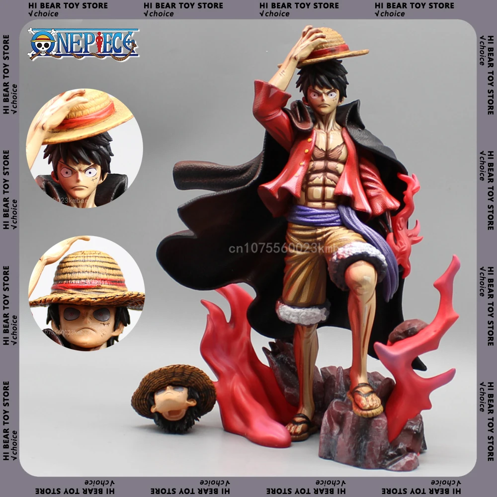 Manga ein Stück Anime Figuren Yonko Ruffy Figur 2 Köpfe veränderbare Action Figur 25cm PVC GK Modell