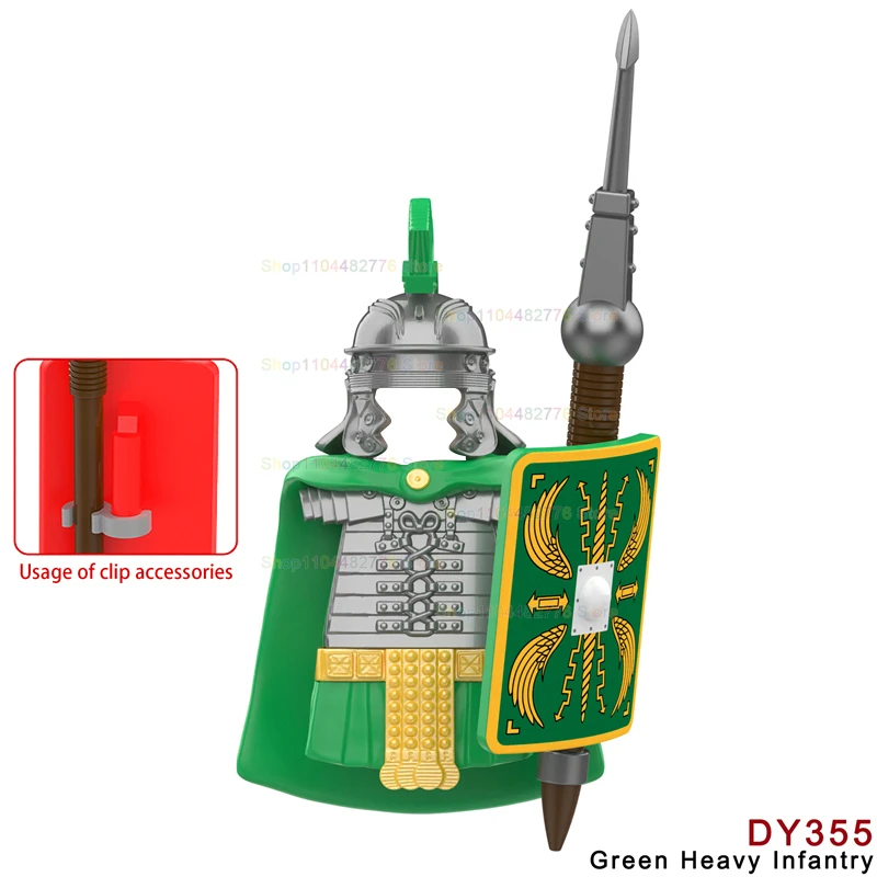 Armure lourde médiévale, guerrier MOC, soldat romain, accessoires d'infanterie, figurines d'action de chevalier, blocs de construction, jouets cadeaux, DY351-362