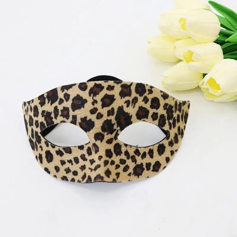 77 Modny lampart na wpół do twarzy Mask Praktyczny plastikowy akcesorium kostiumów na Halloween Łatwe do czyszczenia dla i