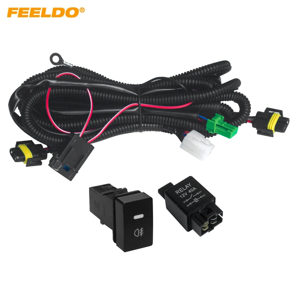 Car Fog Light Wiring Harness Socket Switch with LED Indicators Relay For Honda Fit H11 Wire Adapter Kits