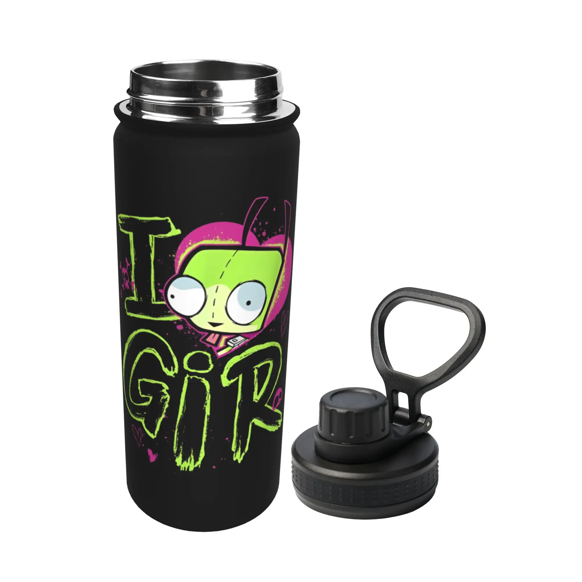 Cartoon Invaders Zim Gir 18OZ Sports Insulated Kettle  Thermal Cup Vacuum Flask Double Wall Mugs Water Bottle