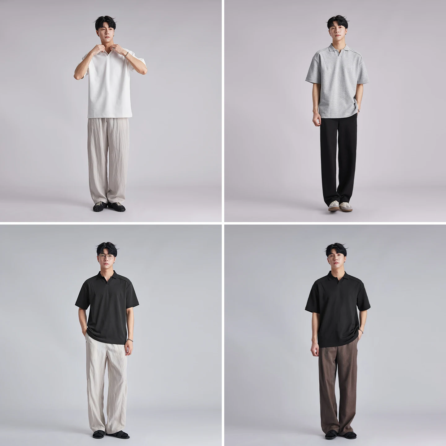 Fashion Men Solid V Neck Polo Shirts 2026 Summer Air Cotton Luxury Old Money Style Short Sleeve Tops