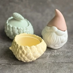 Santa Claus Storage Jar Silicone Molds Christmas Pinecone Storage Box Concrete Cement Vessel Container Home Decoration Mould